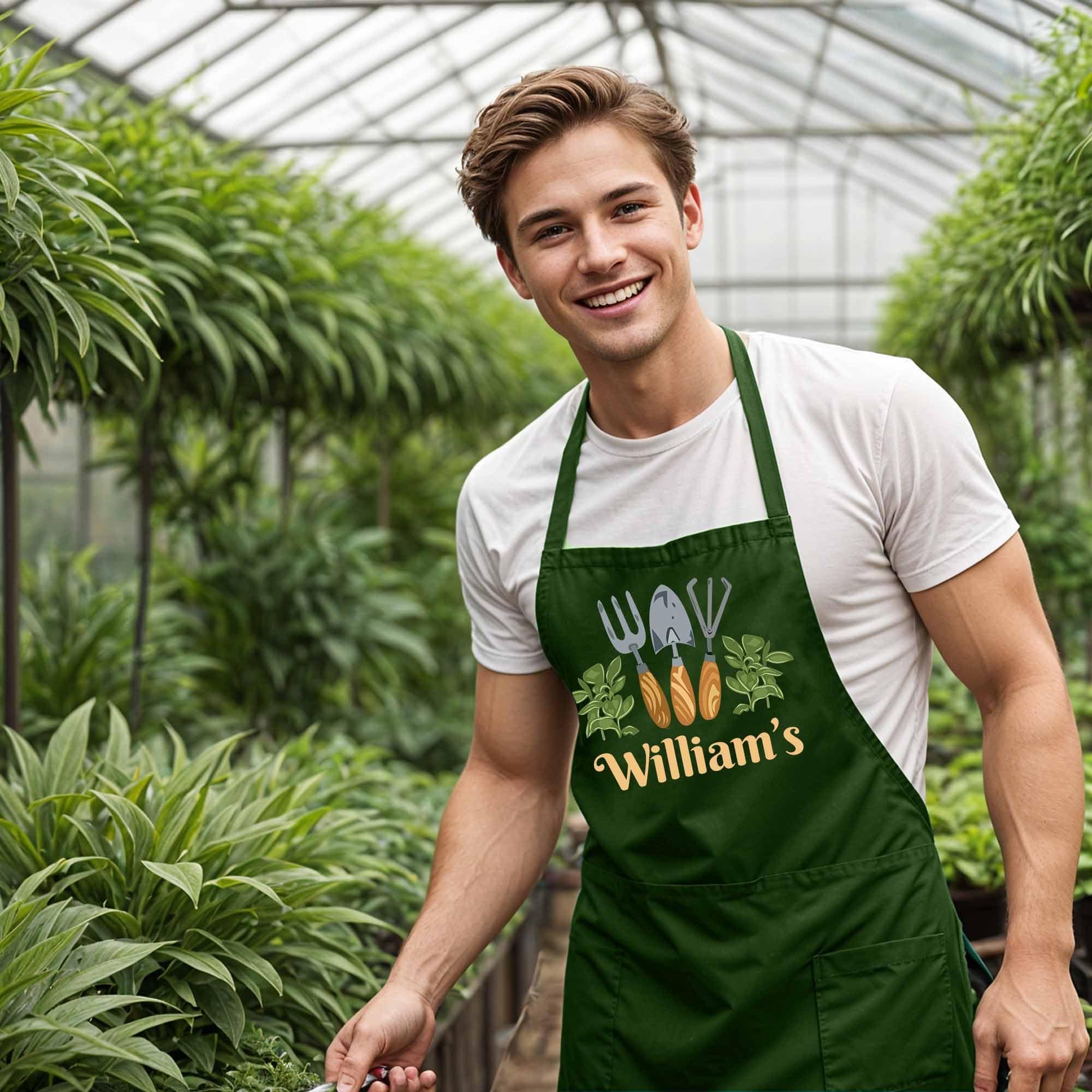 Custom Empire Shop Custom Garden Apron for Men and Women with Custom Name, Personalized Gardening Aprons for Women- Customized Harvest Apron - Garden Apron with Pockets for Men - Personalized Gardening Gift for Mom