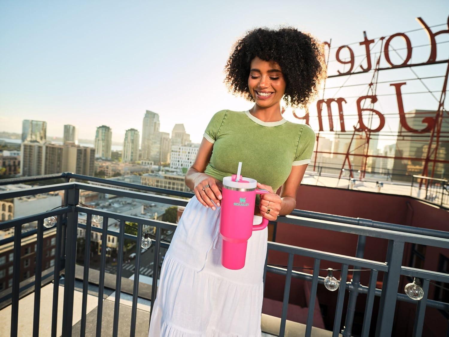 STANLEY Stanley Quencher H2.0 Tumbler with Handle & Straw 40 oz | Twist On 3-Way Lid | Cupholder Compatible for Travel | Insulated Stainless Steel Cup | BPA-Free | Passion Pink