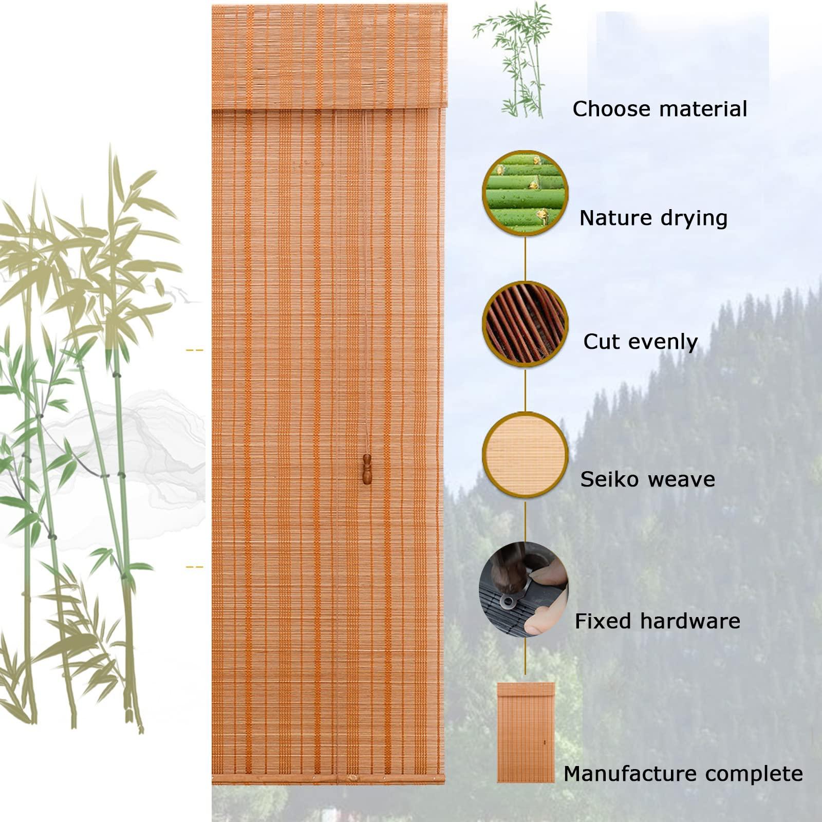 KUISOGAN KUISOGAN Natural Bamboo Roman Shade,Eco Friendly Bamboo Roller Blind,Side Pull Window Blinds,Sun Protection Bamboo Shades,Window Shade for Kitchen/Office/Garden Door,Customizable (W30 xH47)