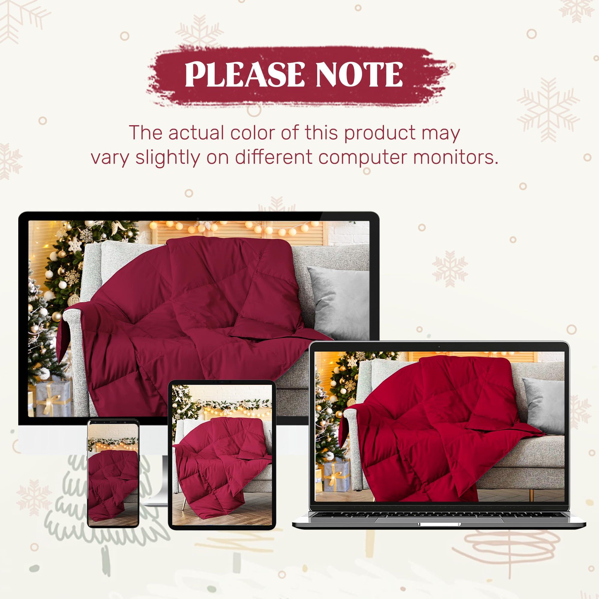 puredown Puredown Soft Feather Down Throw Blanket Lightweight Packable Couch Throw for Indoor and Outdoor Use, 50\"X70\", Wine