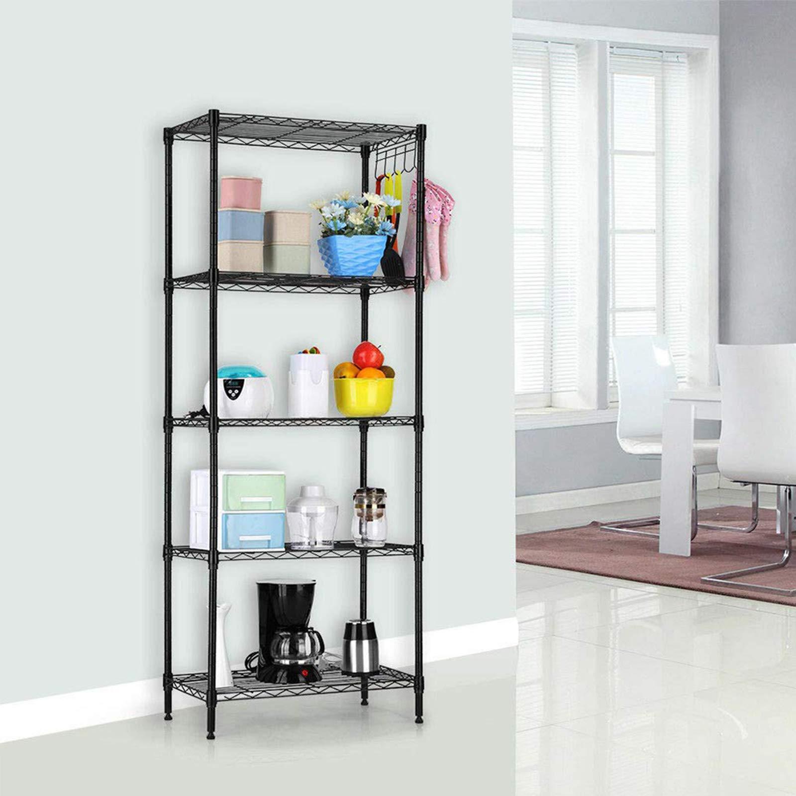 NAICKUC NAICKUC 5-Tier Storage Shelf Wire Shelving Unit Free Standing Rack Organization DIY Adjustable Height, Black,21.6" W x 11.8" D x 59" H