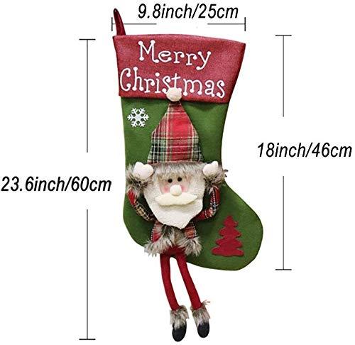 ACCROL ACCROL Set of 3 Christmas Stocking, 18\" Large Santa Stocking Santa Snowman Reindeer Christmas Stockings for Filling and Hanging Red (Size : 3 Stck 01)