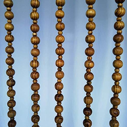 OKUOKA OKUOKA Beaded Door Curtains for Doorways Wood Bead String Curtain for Room Dividers -21 Strands Home Hanging Curtain Entrance Ornaments Retro Style, Size Customizable (Size : 60x155cm)