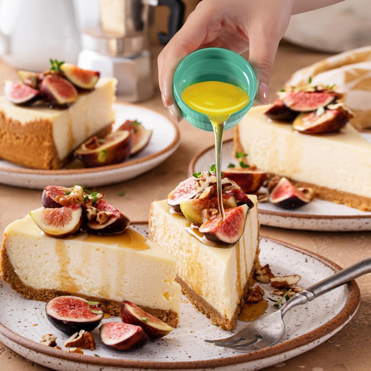 Vidalenta Vidalenta Mini Ramekins 1.5 oz Dipping Sauce Cups Ceramic Tiny Ramekins Set of 6 - Porcelain Souffle Dish Condiment Cups Small Bowls for Charcuterie Board, Microwave & Oven Safe, WhiteGreen