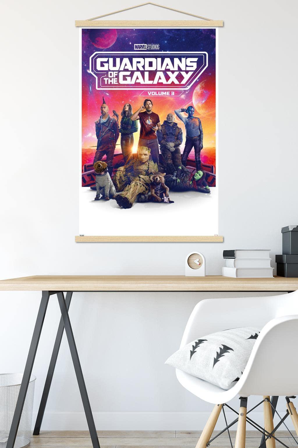Trends International Trends International Marvel Guardians of the Galaxy Vol 3 - One Sheet Wall Poster, 22.37\" x 34.00\", Premium Print and Beechwood Hanger Bundle