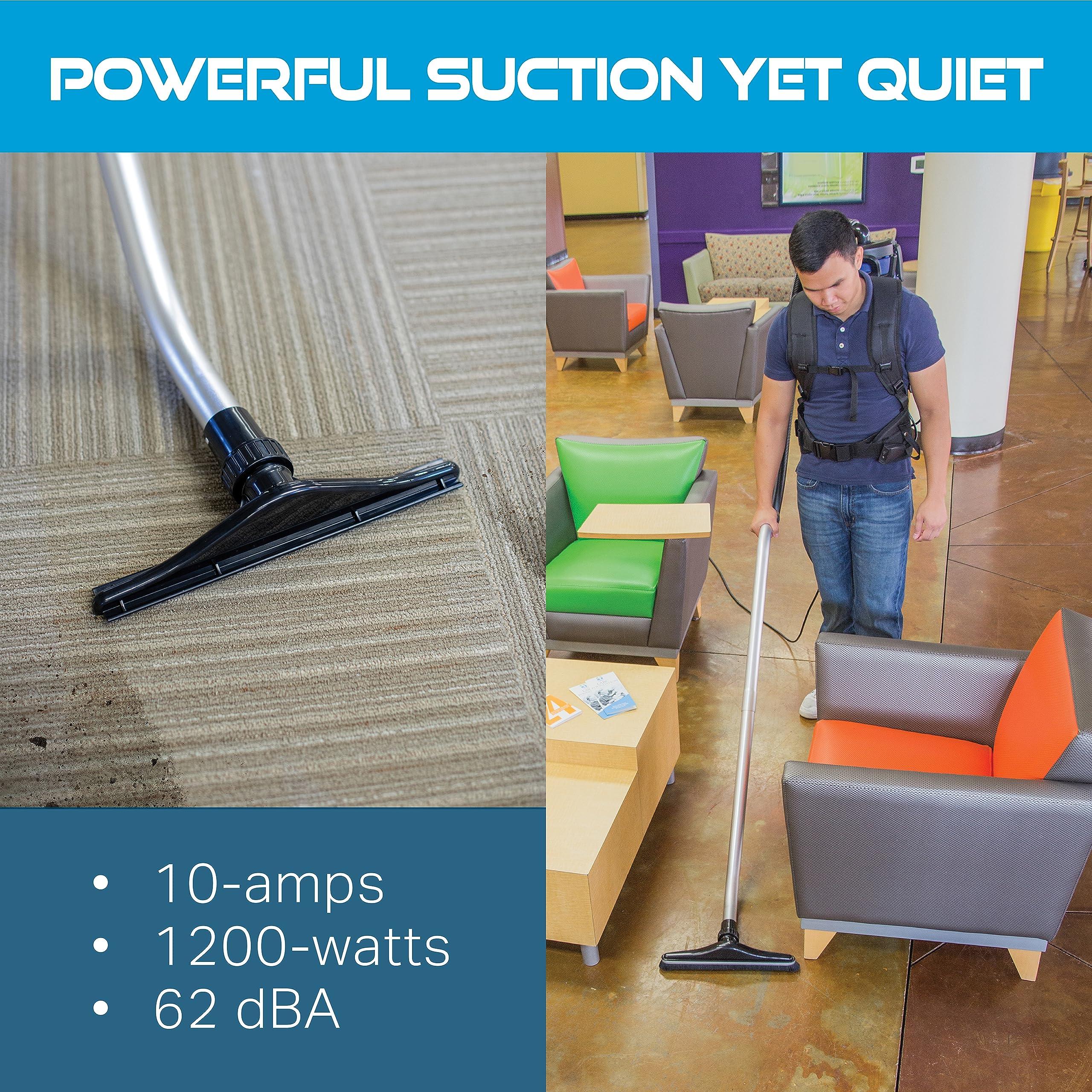 Powr-Flite Powr-Flite Pro-Lite Backpack Vacuum Commercial Grade 4-Quart Canister Vacuum Cleaner, Portable Vacuum with Tool Kit, BP4S