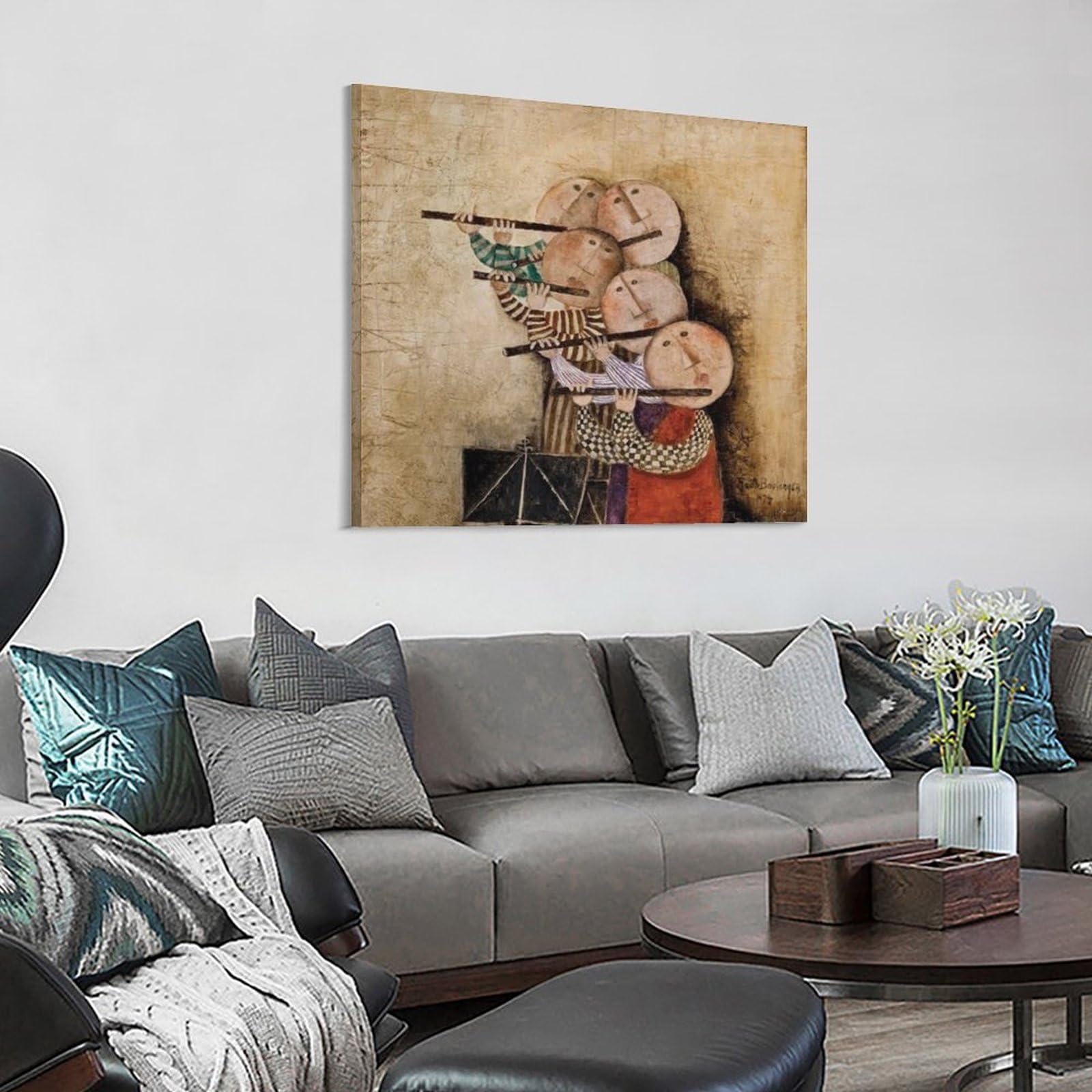 PANER PANER Graciela Rodo Boulanger Prints Paintings Flutes Noir 1974 Print Photo Art Painting Canvas Poster Home Decorative Bedroom Modern Decor Posters Gifts 12x12inch(30x30cm), Frame-style