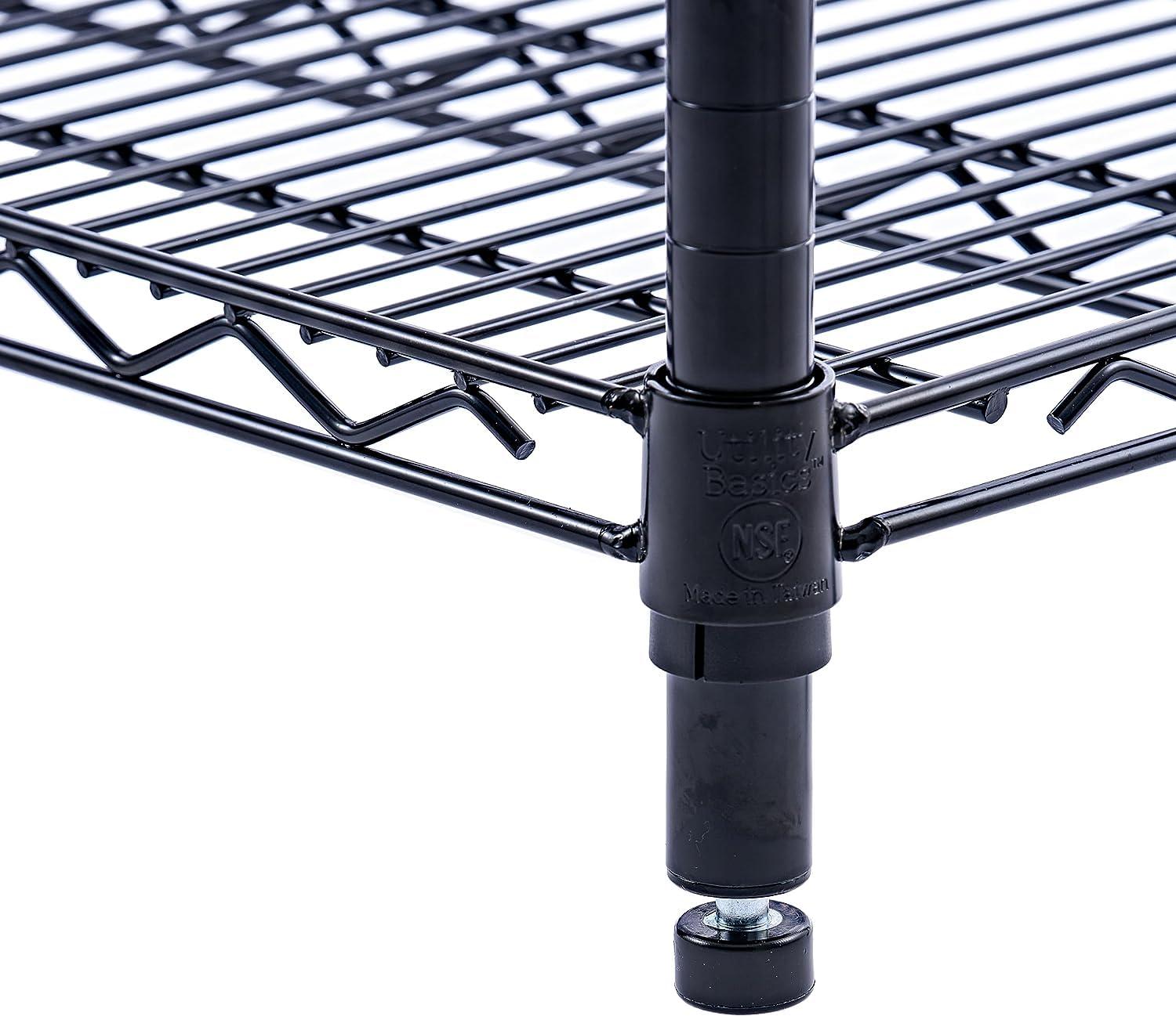 Utility Basics Utility Basics 60"x24"x72" Black 5-Tier Premium Metal Wire Shelving NSF 4000 LBS MAX Capacity Heavy Duty Steel Storage Rack for Warehouse, Garage, Hospital, Commercial Space & School w/Premium Wheels