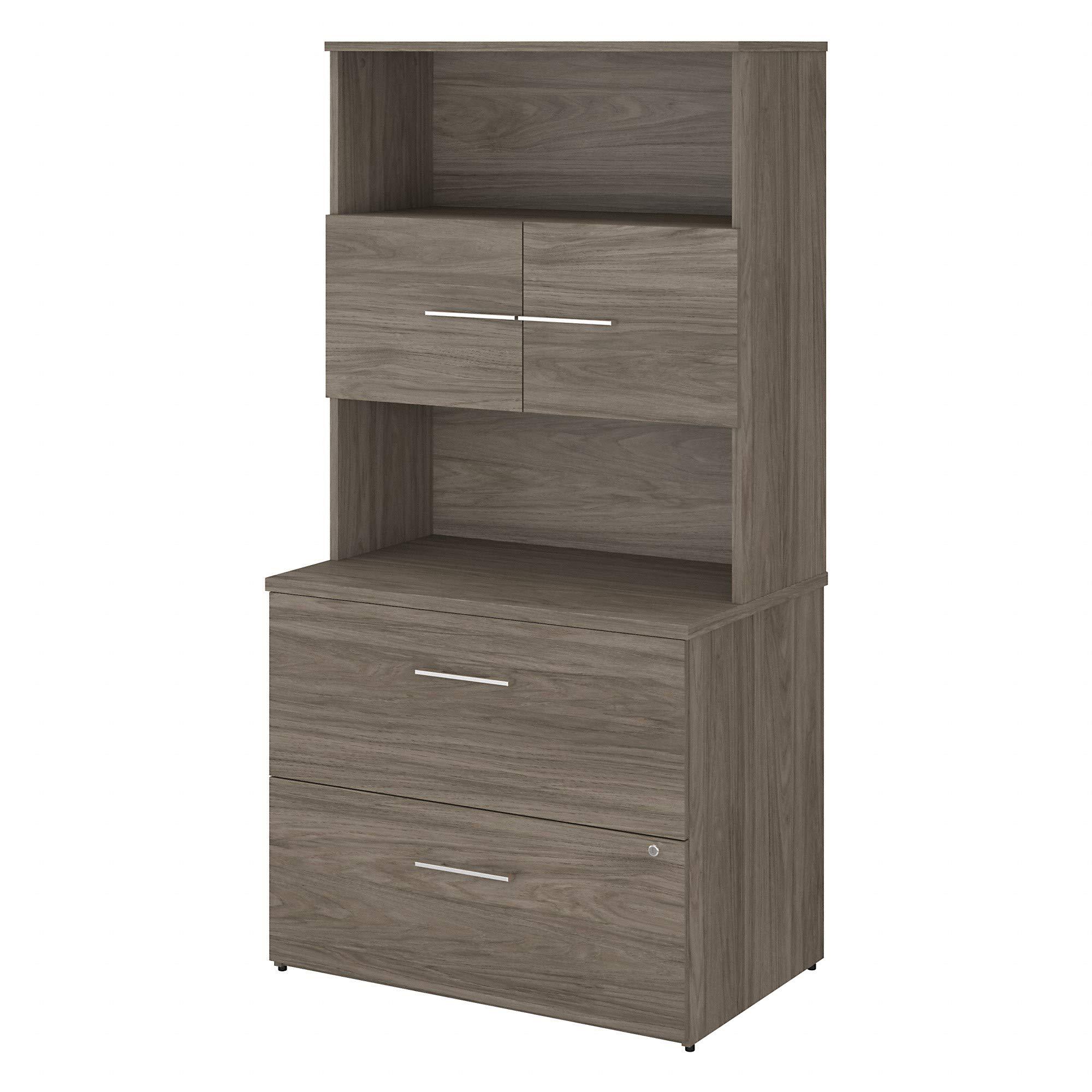 Bush Furniture Bush Business Furniture Office 500 2 Drawer Lateral File Cabinet with Hutch, 36W, Modern Hickory