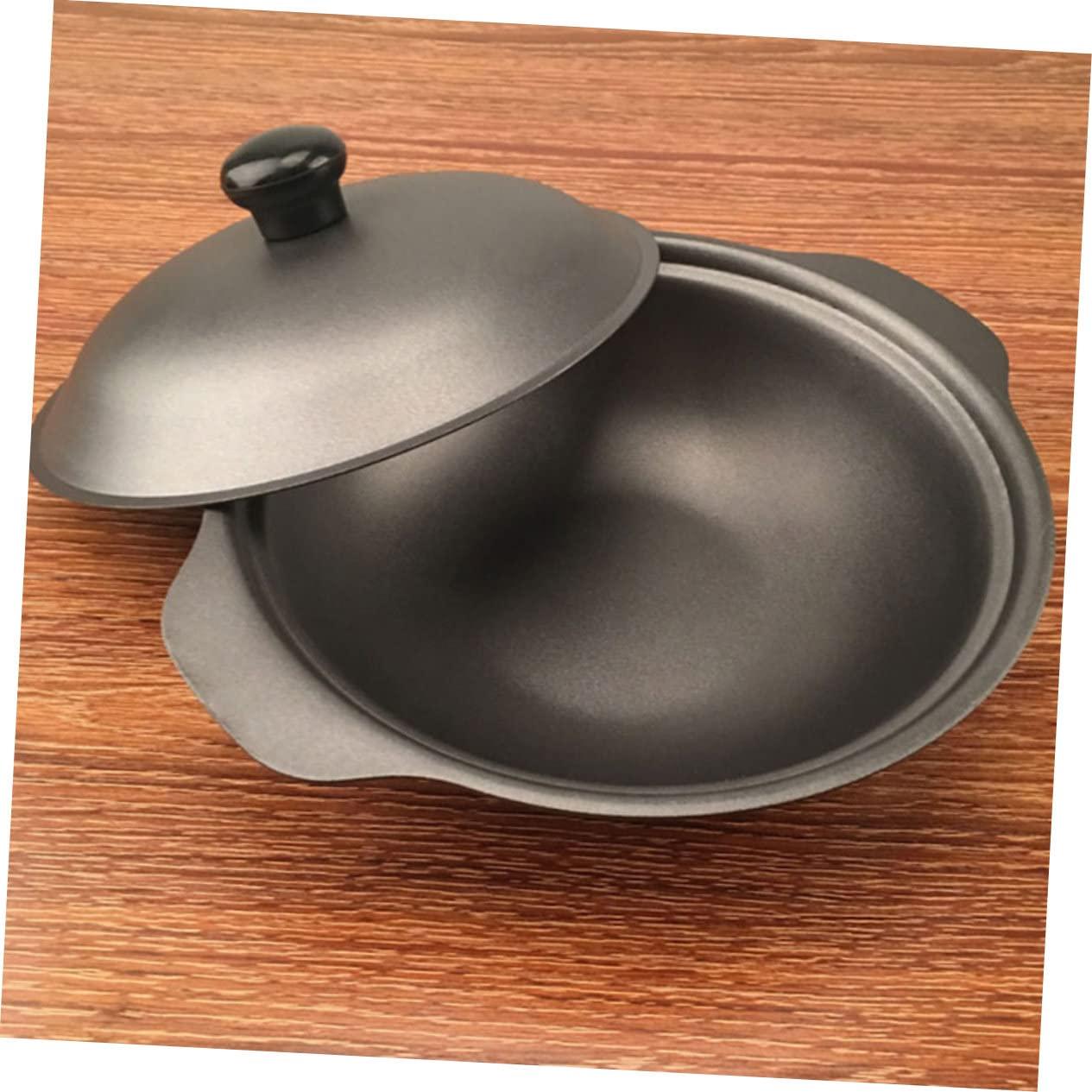 MAGICLULU MAGICLULU Casserole Fry Pan with Lid Nonstick Saucepans Clay Pots for Cooking Oven Pan Ovens Frying Baking Dish Cookware Cooker Small Oven Pot with Lid Cuisine Stew Skillet Wok Iron Black