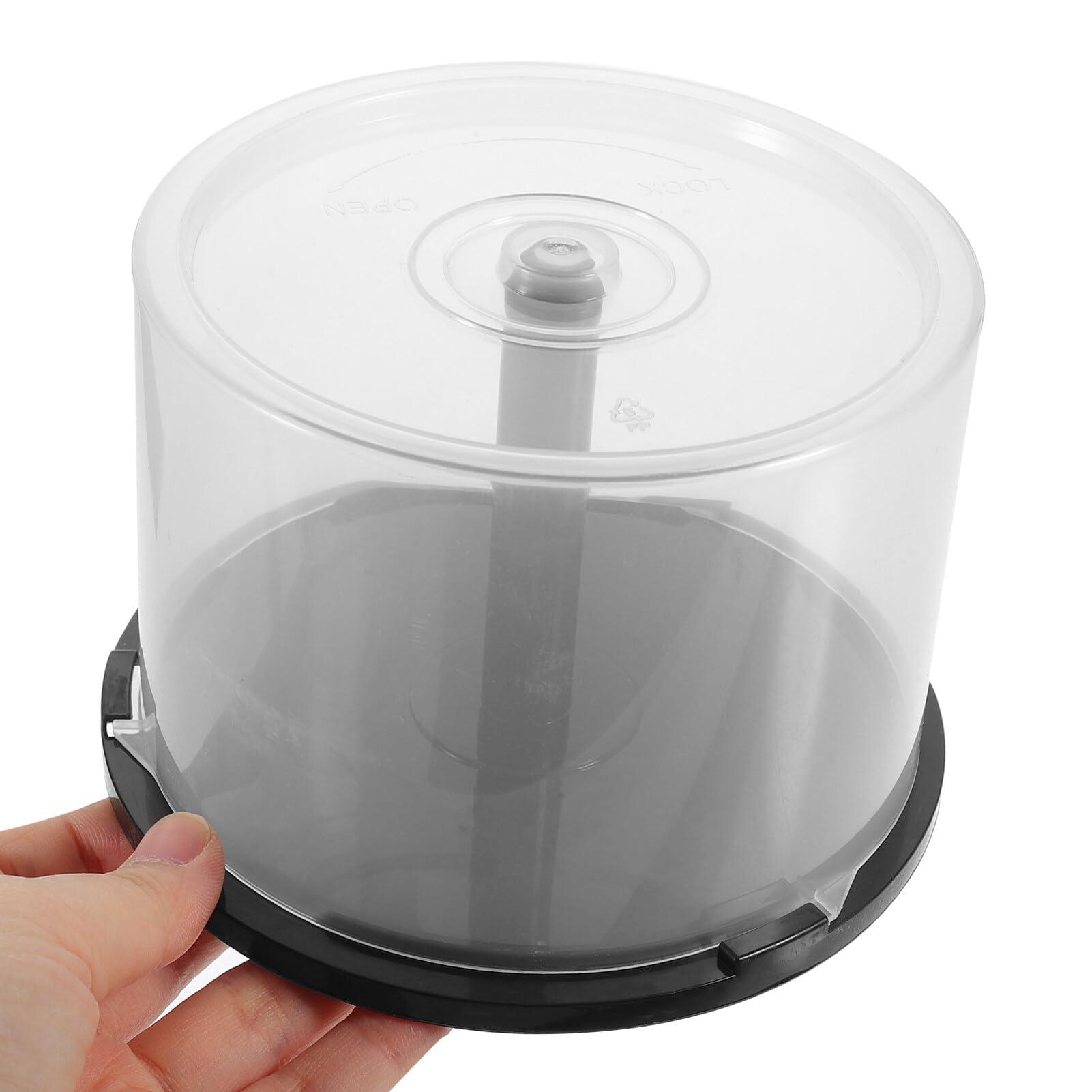 jojofuny jojofuny CD/DVD Cake Box Spindle, 4pcs 50 Disc Capacity CD Holder Empty DVD Storage Bucket Clear Storage Containers Plastic Column Dvds Bucket with Black Spindle