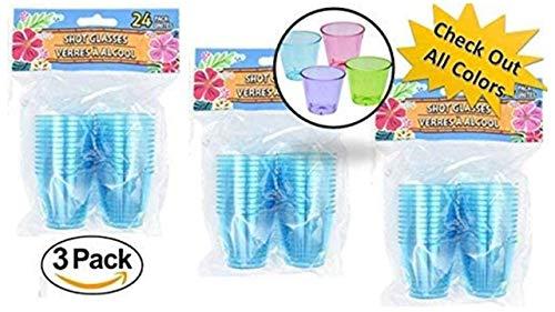 TopNotch Outlet Disposable Shot Glasses - Shooter Cups - Plastic Shot Glasses - (3 Pack) 72 BLUE Mini Party Cups - Plastic Shot Cups - Neon Shot Glasses