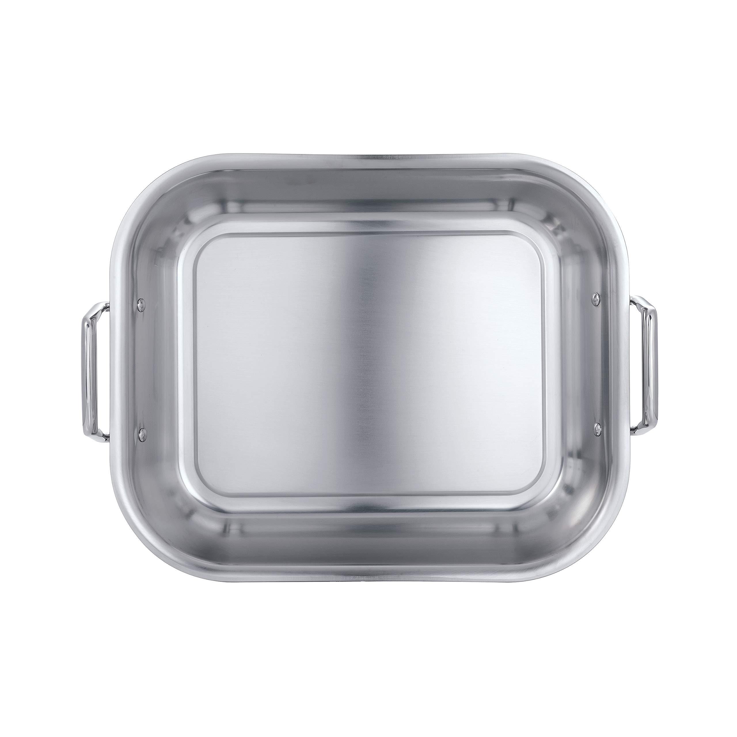 Tramontina Tramontina 16.75-Inch Stainless Steel Roasting Pan with Rack, Flared Edge Turkey Roaster for Oven, Dishwasher Safe, Made in Brazil