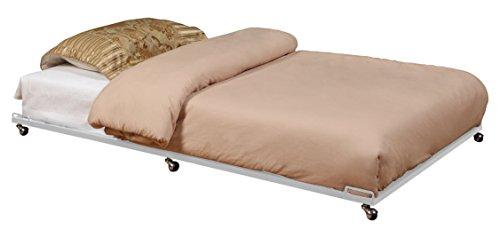 Kings Brand Furniture Kings Brand Furniture Twin Size White Metal Roll Out Trundle Bed Frame for Daybed