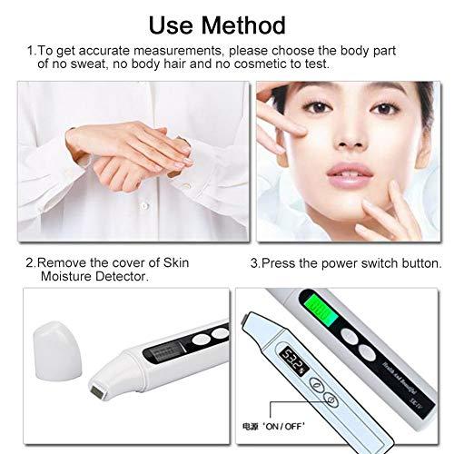 Zerone Skin Moisture Analyzer Portable, 0~99.9% Skin Moisture Detector Digital LCD Skin Face Moisture Oil Analyzer Monitor Tester Detector