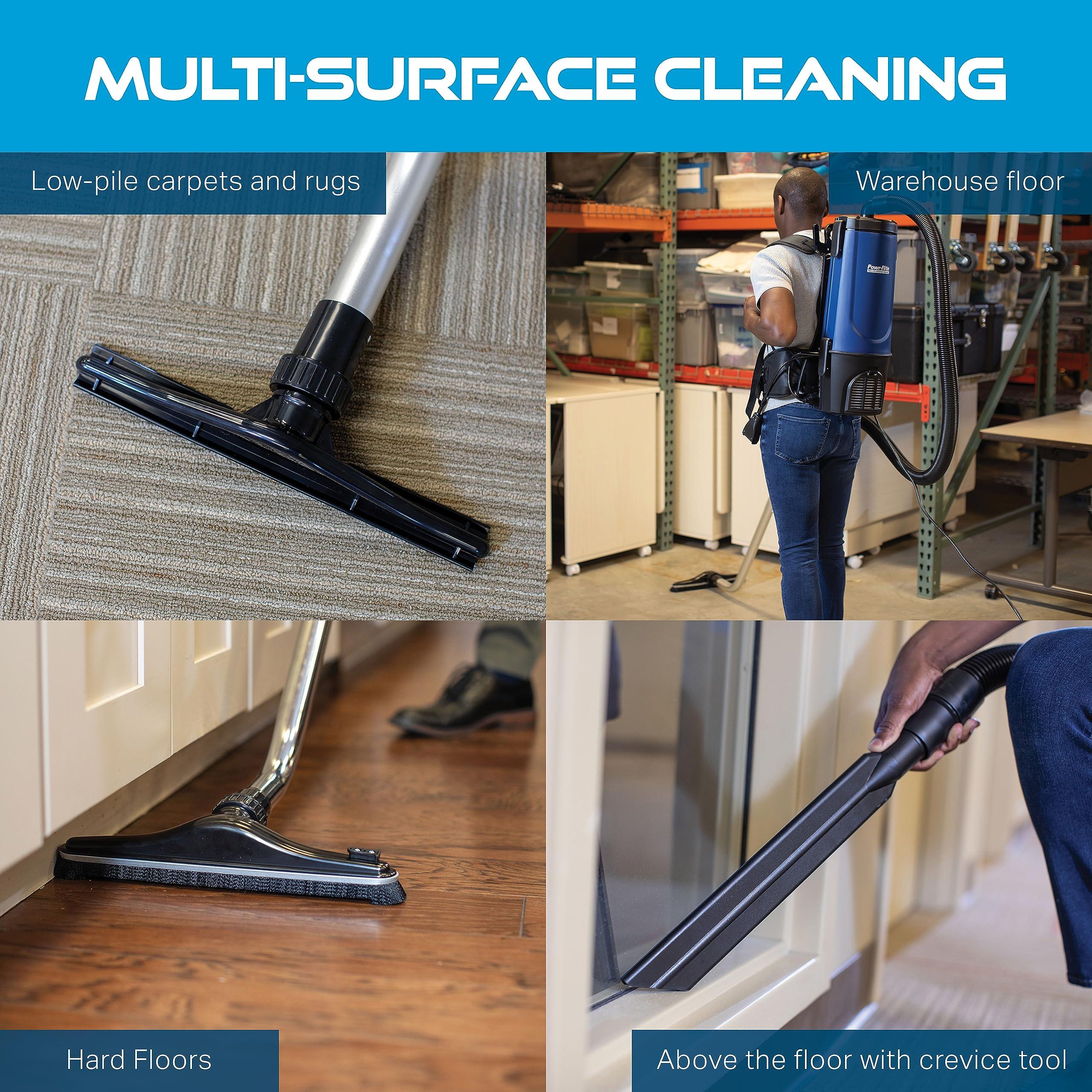 Powr-Flite Powr-Flite Pro-Lite Backpack Vacuum Commercial Grade 4-Quart Canister Vacuum Cleaner, Portable Vacuum with Tool Kit, BP4S