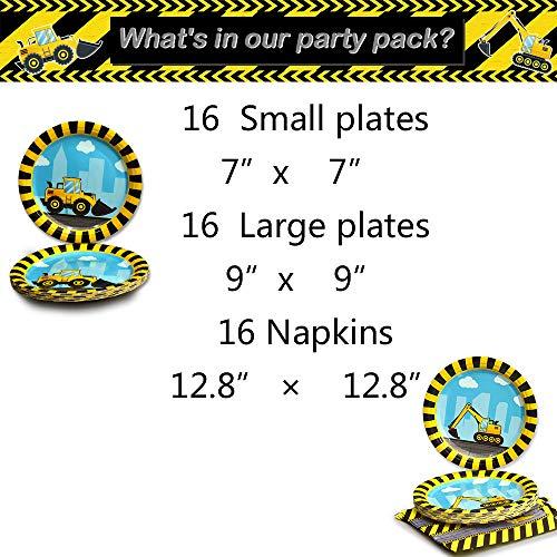 WERNNSAI WERNNSAI Construction Party Supplies - Disposable Dump Truck Themed Tableware Set for Boys Kids Birthday Dinner Dessert Plates and Napkins Serves 16 Guests 48PCS