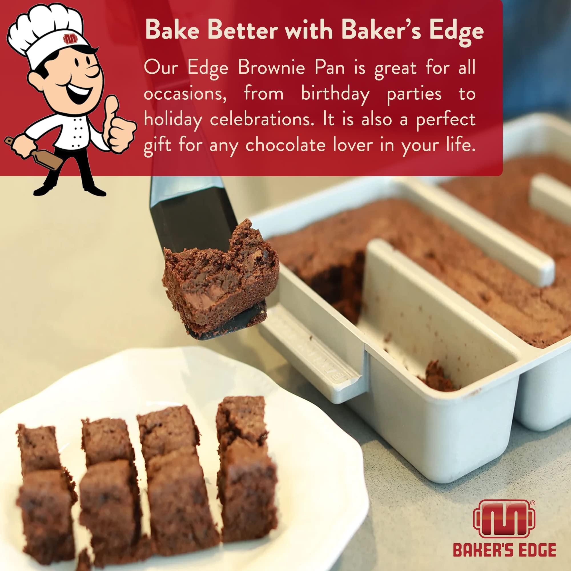 Baker's Edge Baker\'s Edge Brownie Pan, The Original All Edges Brownie Pan for Baking | Premium Doble Nonstick Coating, Heavy Gauge Cast Aluminum Construction, Rectangular 9x12 Size Baking Pan - US Patented Design
