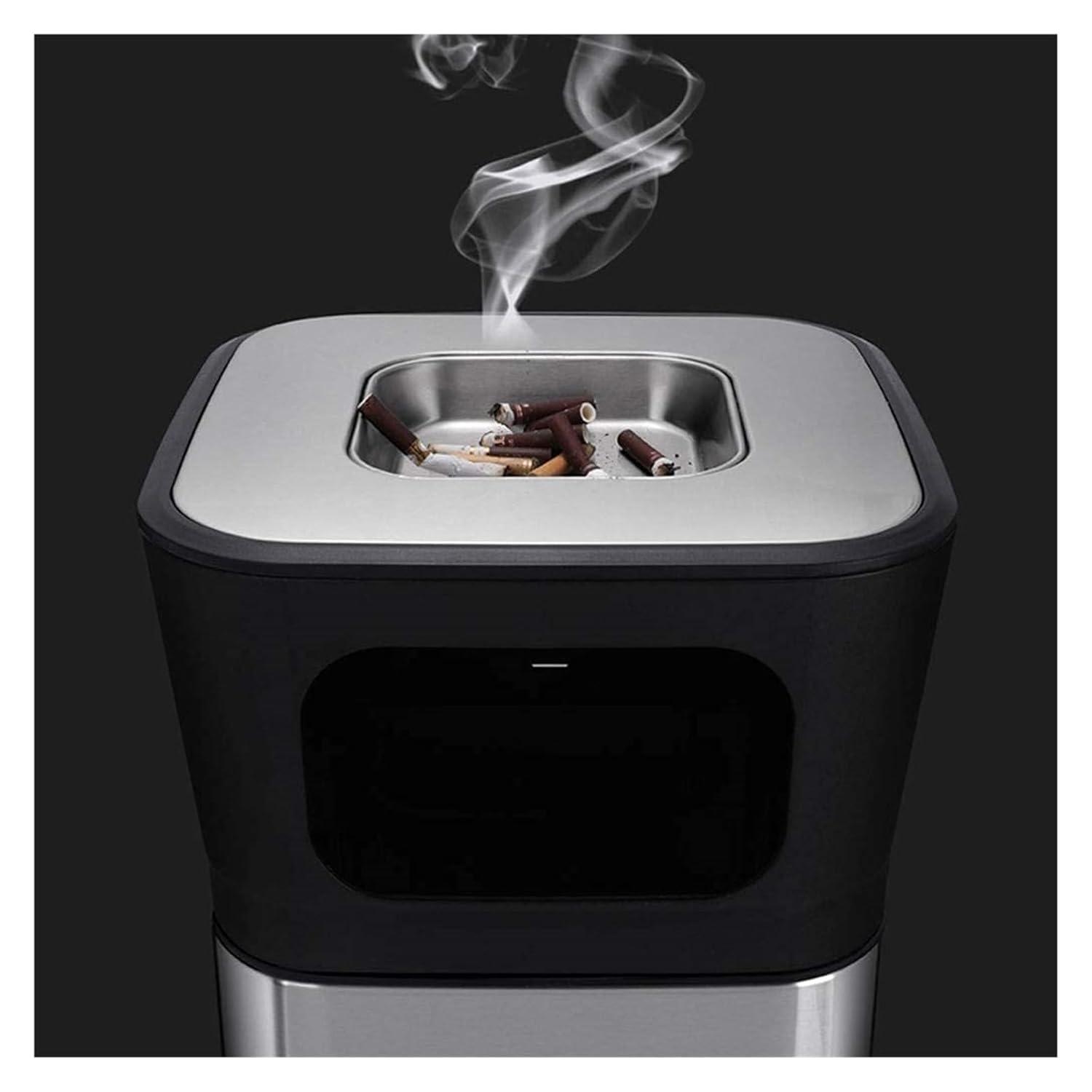 YAYASHANLI YAYASHANLI Trash Cans Stainless Steel Outdoor Trash Can Commercial Trash Bins with Ashtrays Garbage Can for Hotel Mall Dustbins Outdoors and Home(45.5 * 28cm)