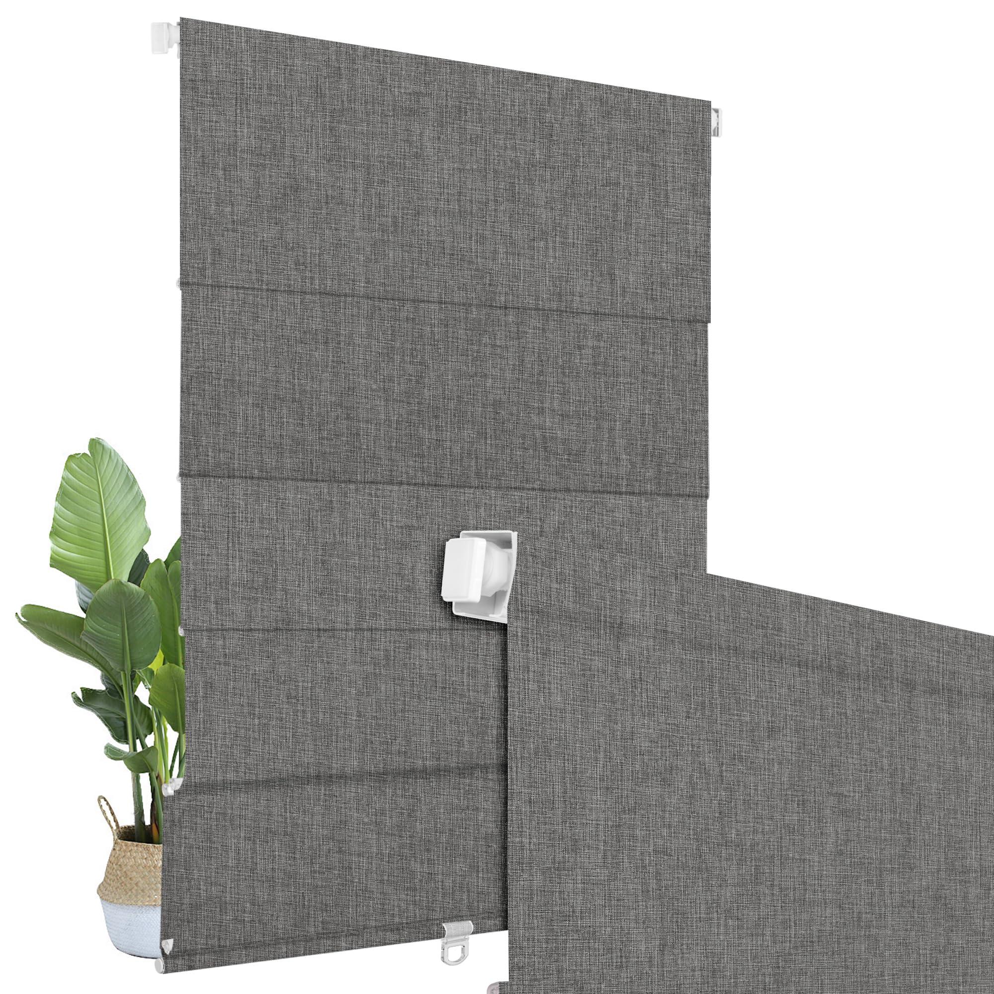 BERISSA BERISSA No Drill Cordless Roman Shades for Window, Blackout Roman Blinds Room Darkening Roll up Blinds Easy Install Linen Roman Window Shades for Inside Mount,28" W x 66" H,Linen Dark Gray