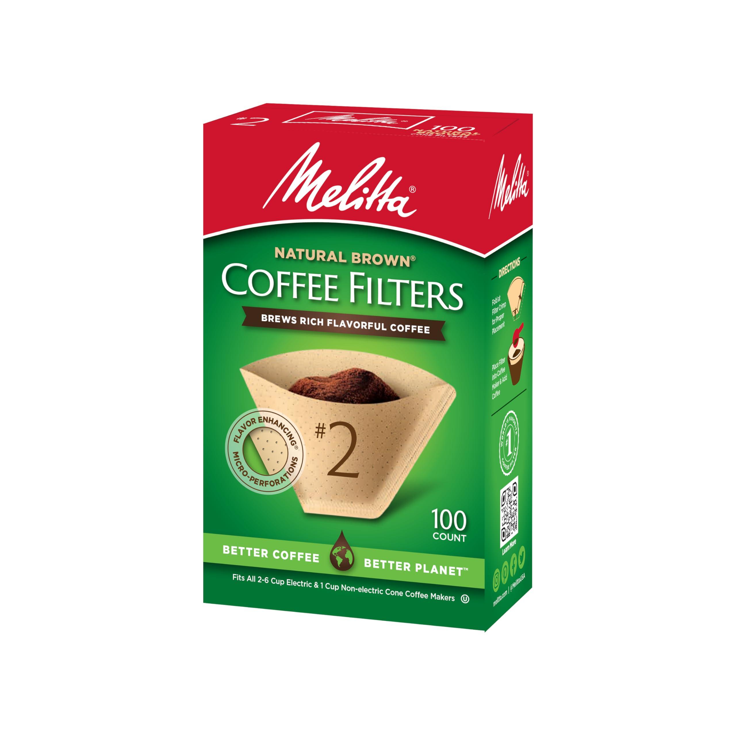 Melitta Melitta 2 Cone Coffee Filters, Unbleached Natural Brown, 100 Count (Pack of 3) 300 Total Filters Count - Packaging May Vary