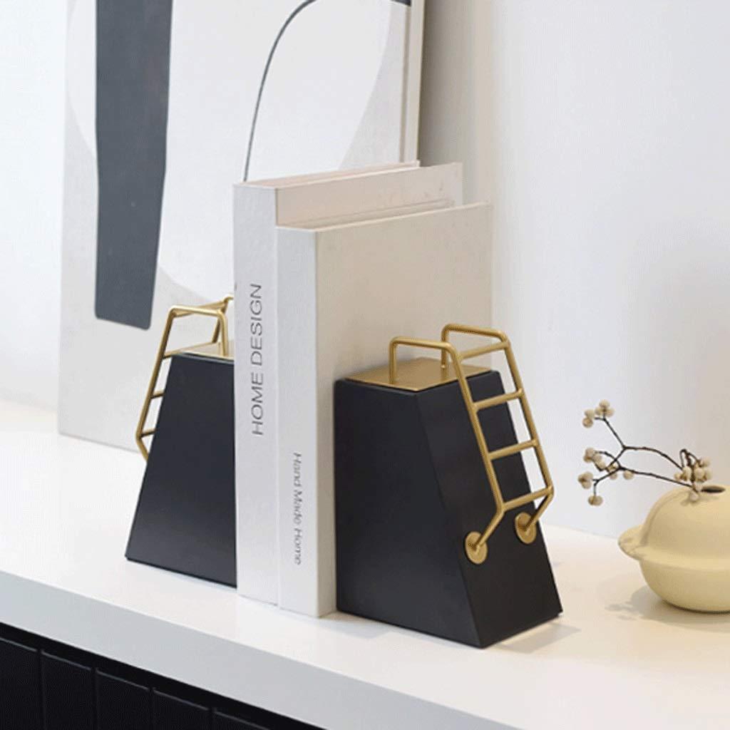 RSLEE RSLEE Bookends for Shelves Bookends Book Stoppers Decorative Book Ends Ladder Design Bookend Reading Book End Bookshelf Decor for Office Book Ends for Heavy Books (Color : Black-2pair)