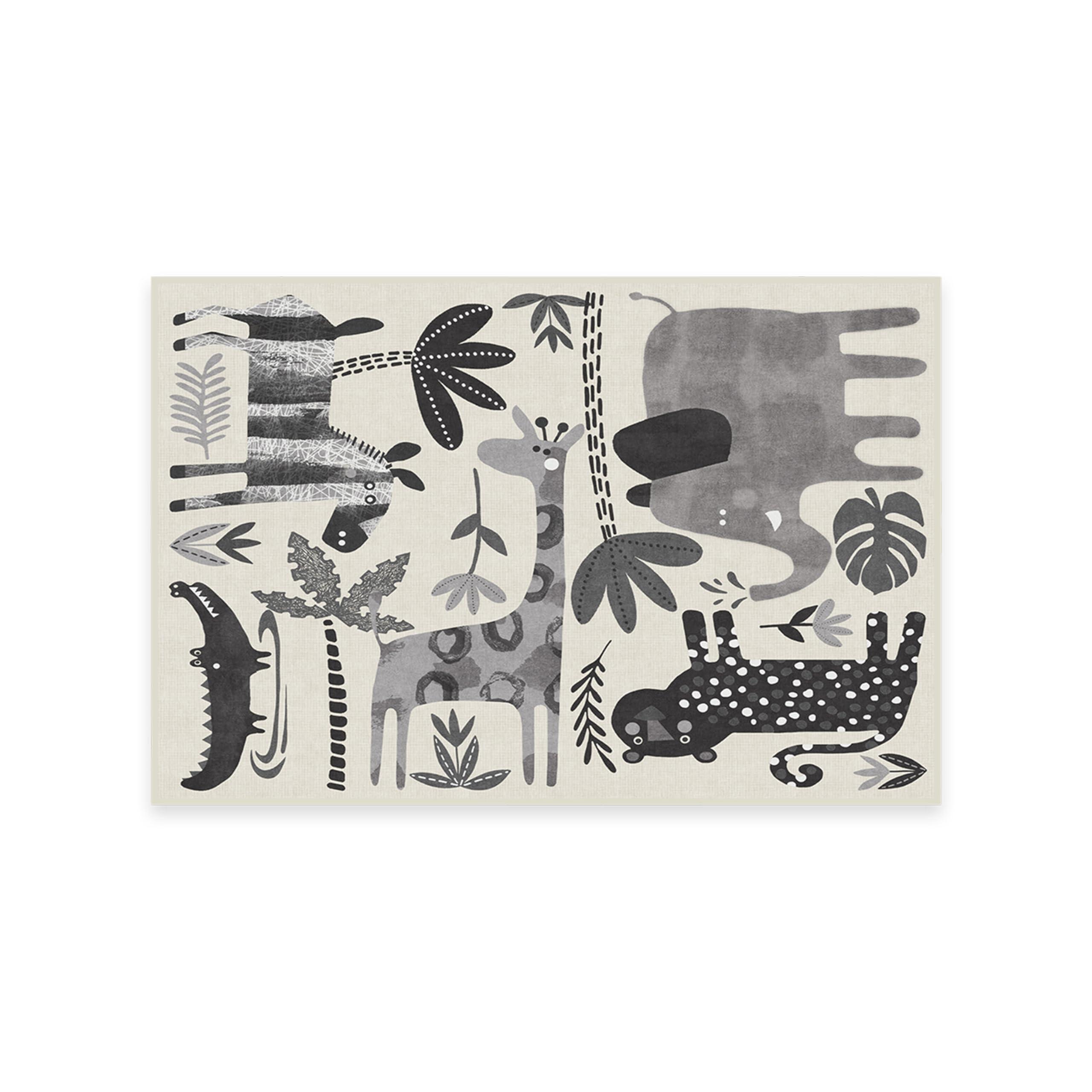 RUGGABLE RUGGABLE Washable 2x3 Area Rug, Animal Safari Black & White, Premium Rugs for Kids Area, Living Room, Bedroom, Kitchen, and Office with Gripper Non Slip Pad