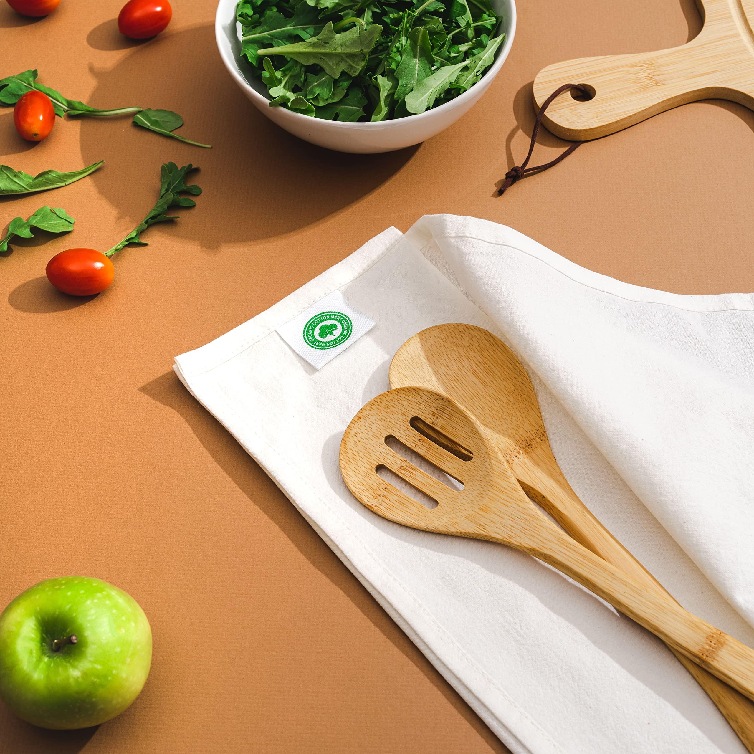 Organic Cotton Mart Organic Cotton Flour Sack Kitchen Towels - 10 Pack, Off-White Organic Cotton Tea Towels - Extra Large Flour Sack Cotton Dish Towels- Lint-Free Unbleached Kitchen Towels - 27\"x27\" (Off-White - 10 Pack)