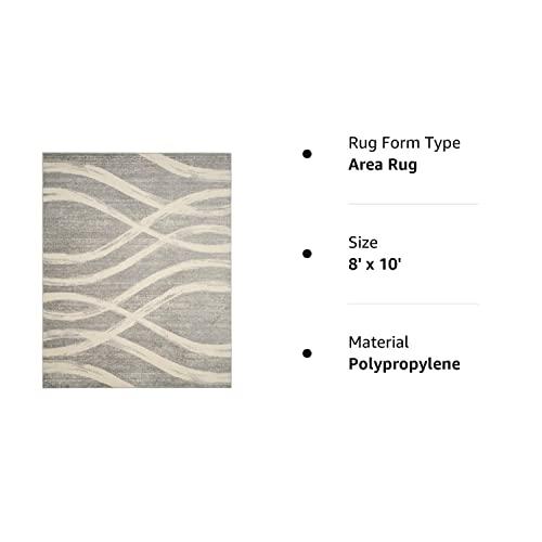 Safavieh SAFAVIEH Adirondack Collection Area Rug - 8\' x 10\', Grey & Cream, Modern Wave Distressed Design, Non-Shedding & Easy Care, Ideal for High Traffic Areas in Living Room, Bedroom (ADR125B)
