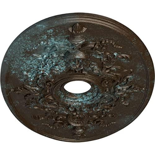 Ekena Millwork Ekena Millwork CM21X30ALBBS Alexa Ceiling Medallion, 30 3/4\"W x 21/14\"H x 3 7/8\"ID x 1 5/8\"P, Hand-Painted Bronze Blue Patina