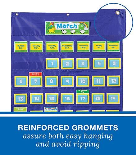 Carson Dellosa Education Carson Dellosa 25\" x 35\" Deluxe Calendar Pocket Chart, Monthly Calendar Pocket Chart for Classroom with Day, Week, Holiday Cards and Storage Pouches and More