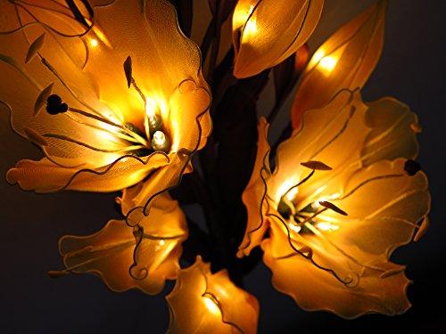 Thai Natural Goods Lily Artificial Flowers Lamps, Vase/floor/table Lamps, Night Light, Wedding Lighting, Home Decor, Gift, Made By Nylon, Paper, Fabric, 20 Light Bulbs, 33 Inch