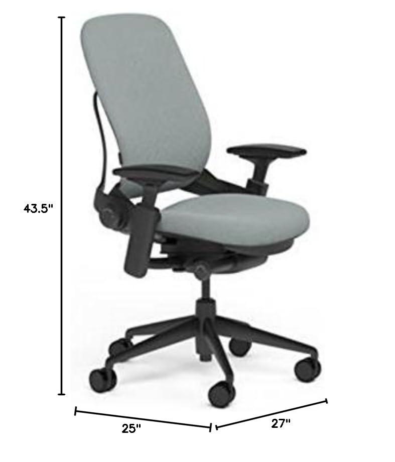Steelcase Steelcase Leap V2 Desk Chair in Buzz2 Alpine Fabric - 4-Way Highly Adjustable Arms - Black Frame and Base - Soft Dual Wheel Hard Floor Casters