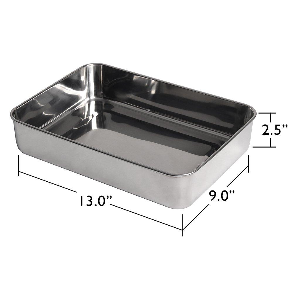 Lindy's Lindy\'s Stainless Steel 9 X 13 Inches Covered Cake Pan with Stainless Steel Lid, Deep Pan for Baking Cakes, Breads, Casseroles, Fish, Vegetables and More