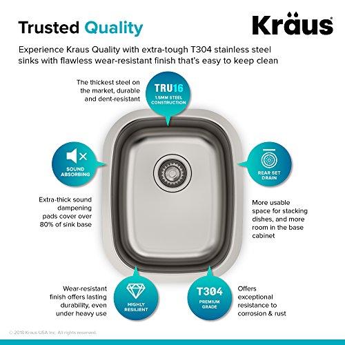 Kraus 15 inch Undermount Single Bowl 18 gauge Stainless Steel Kitchen Sink