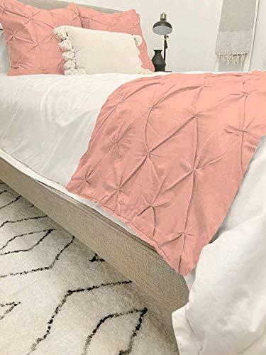 Muskan Collection in 600 Count Pinch Pleated Bed Runner 1 Pieces Solid 100 % Egyptian Cotton Soft Fade-Resistant Easy Care Decorative Bed Scarf