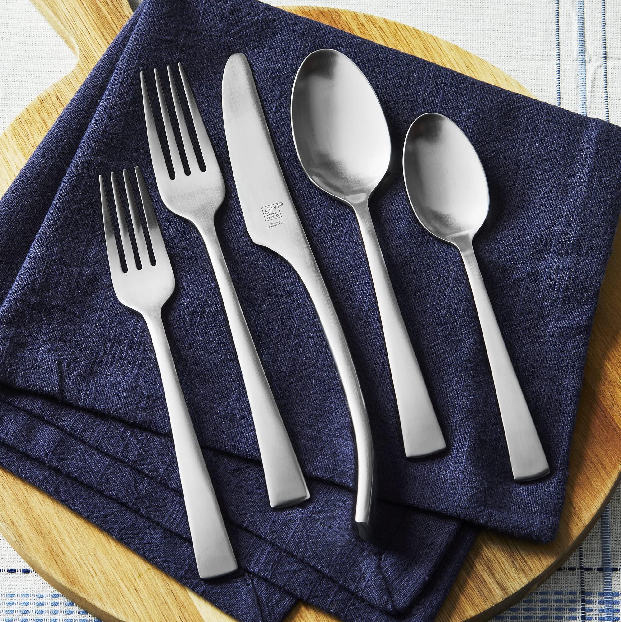 ZWILLING ZWILLING J.A. Henckels Bellasera (Matte Finish) 45-pc Satin Flatware Set, 18/10 Stainless Steel, Satin Finish (Not Polished)