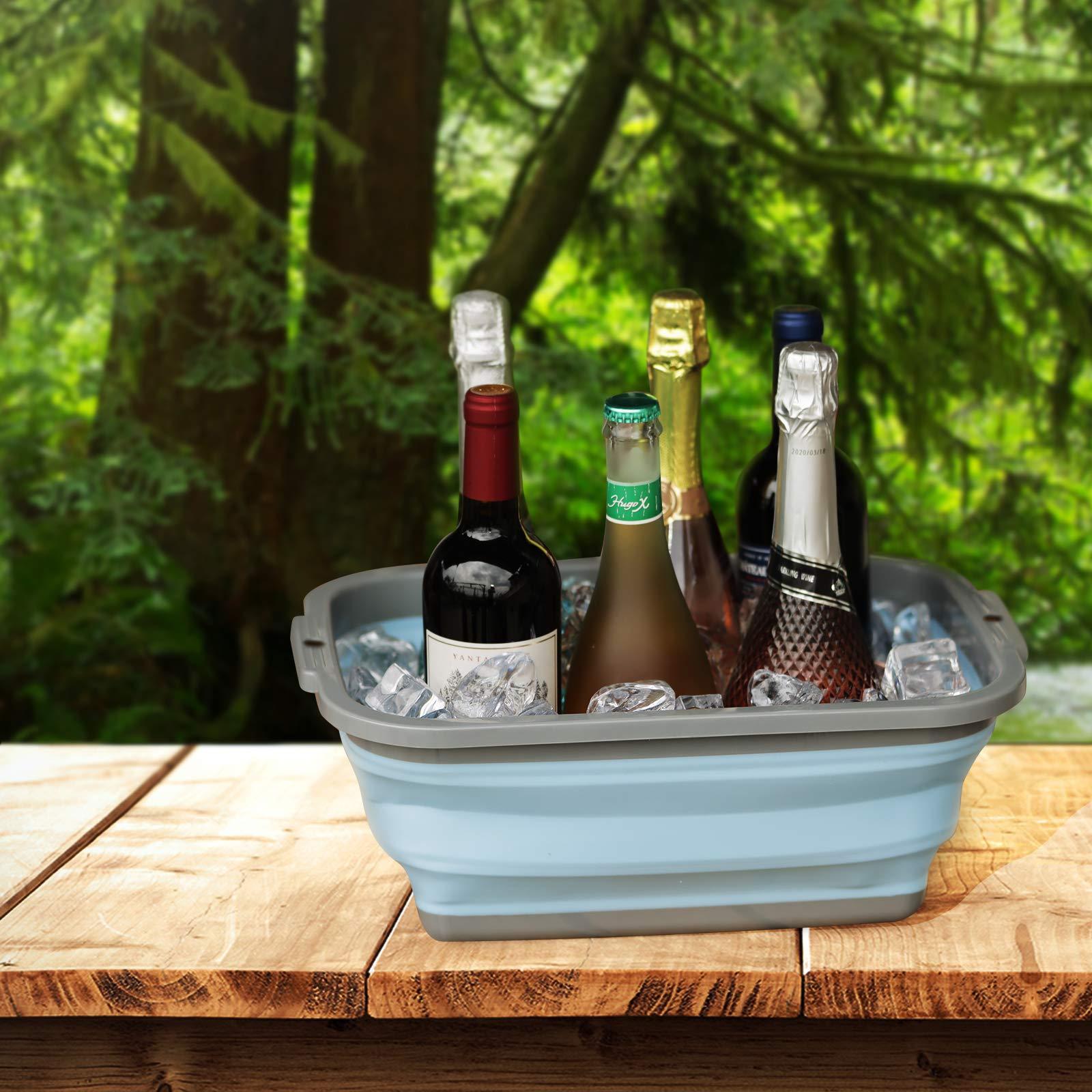 Tiawudi 2 Pack Collapsible Sink with 2.25 Gal / 8.5L Each, Foldable Dish Tub for Washing Dishes, Camping, Hiking and Home, Portable Washing Basin