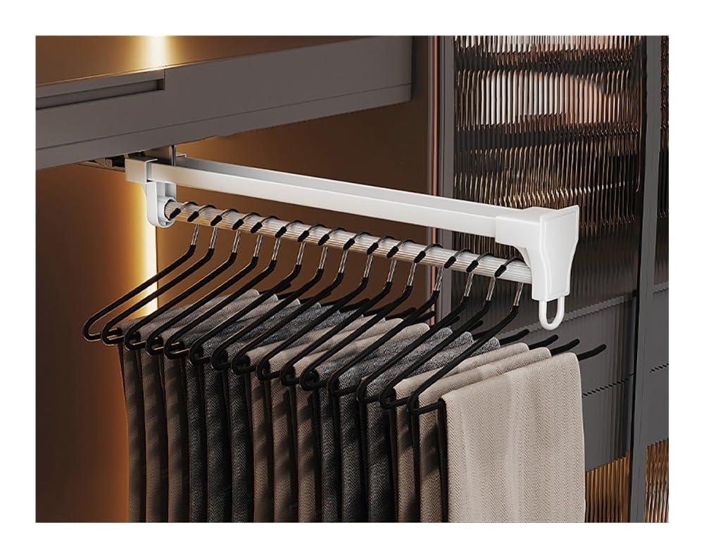 ElicNa ElicNa Pull Out Clothes Hanger Rail for Closet Adjustable Wardrobe Clothing Rail Top Mount Wardrobe Rack for Pants Clothes (Color : White, Size : 310mm/12inch)