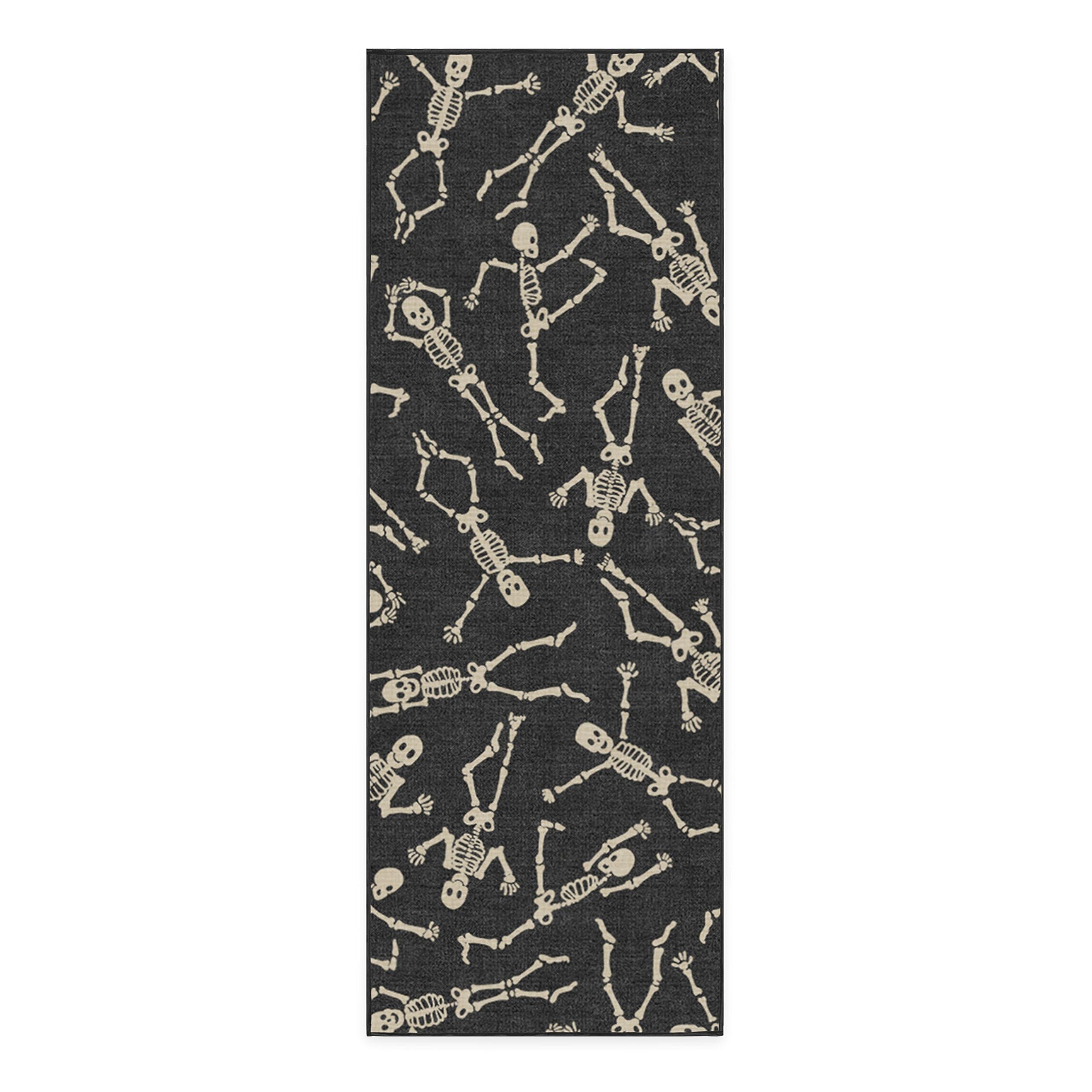 RUGGABLE RUGGABLE Washable 2x7 Runner Rug, Bone Dance Black, Premium Rugs for Hallway, Kitchen, Entryway, Living Room, Bedroom, Office with Gripper Non Slip Pad, Halloween