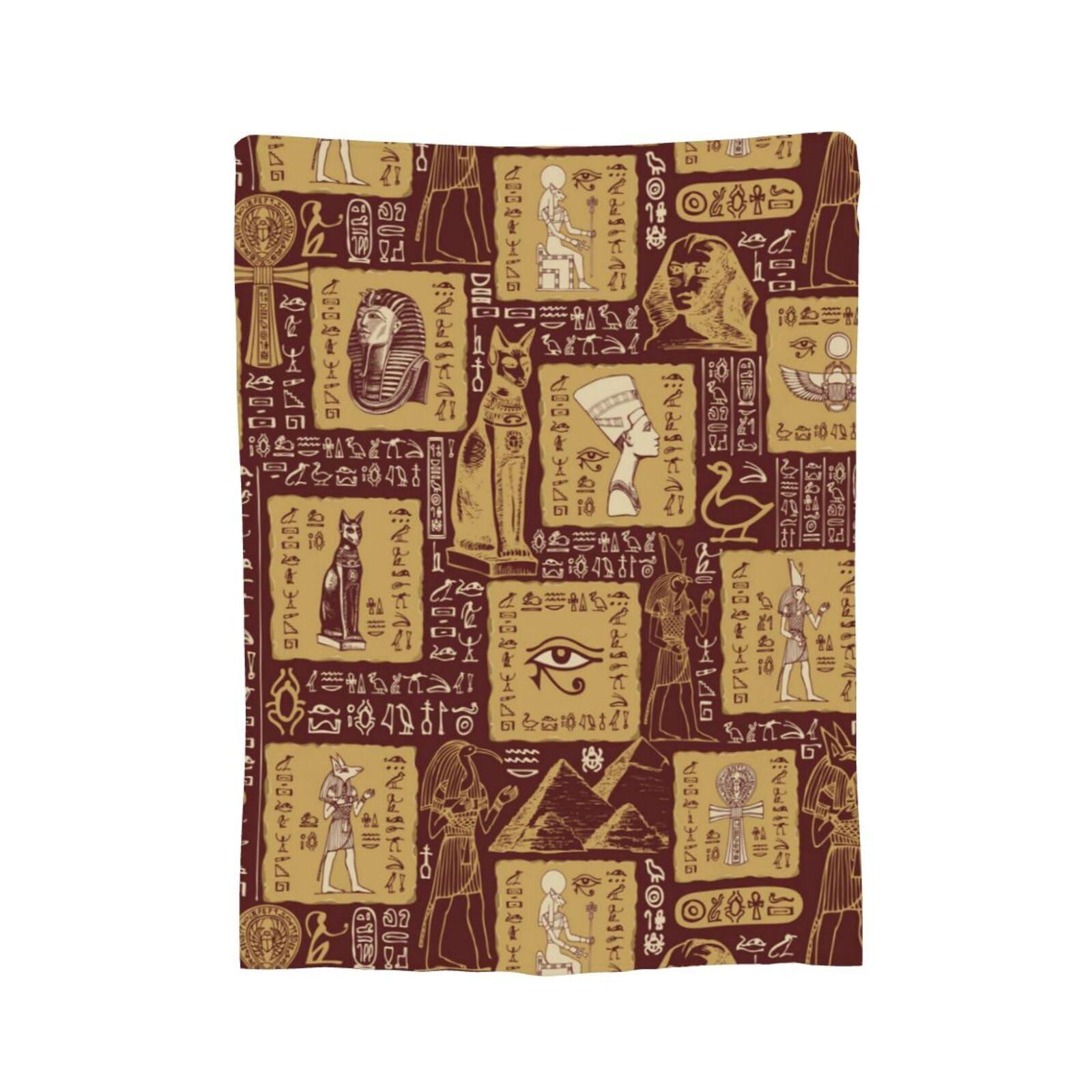 HDAODNM Ancient Egypt Throw Blanket Egyptian Blankets for Couch Bed Sofa and Home Decor Hieroglyphs Blankets Egypt Throw Blankets 80\"X60\"