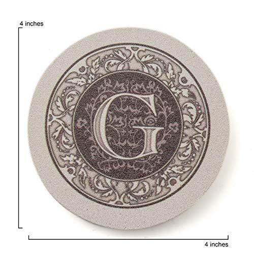 Thirstystone Thirstystone Monogram Coasters, All Natural Stone with Non-Slip Cork Backing, Drink Absorbent & Protects Table, Great for Gifts, Letter G (Set of 4)
