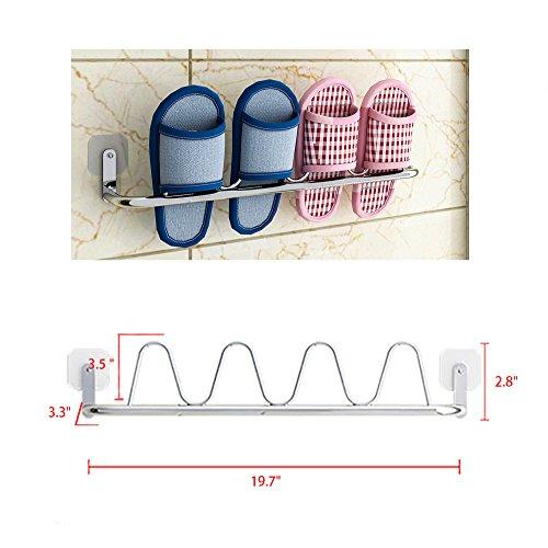 Esdella Esdella Wall Mounted Shoe Rack Stainless-Steel Shoe Rack for Bathroom, Slipper Shoe Organizer Over The Door, Shoe Storage Shelf Hanging Shoe Rack