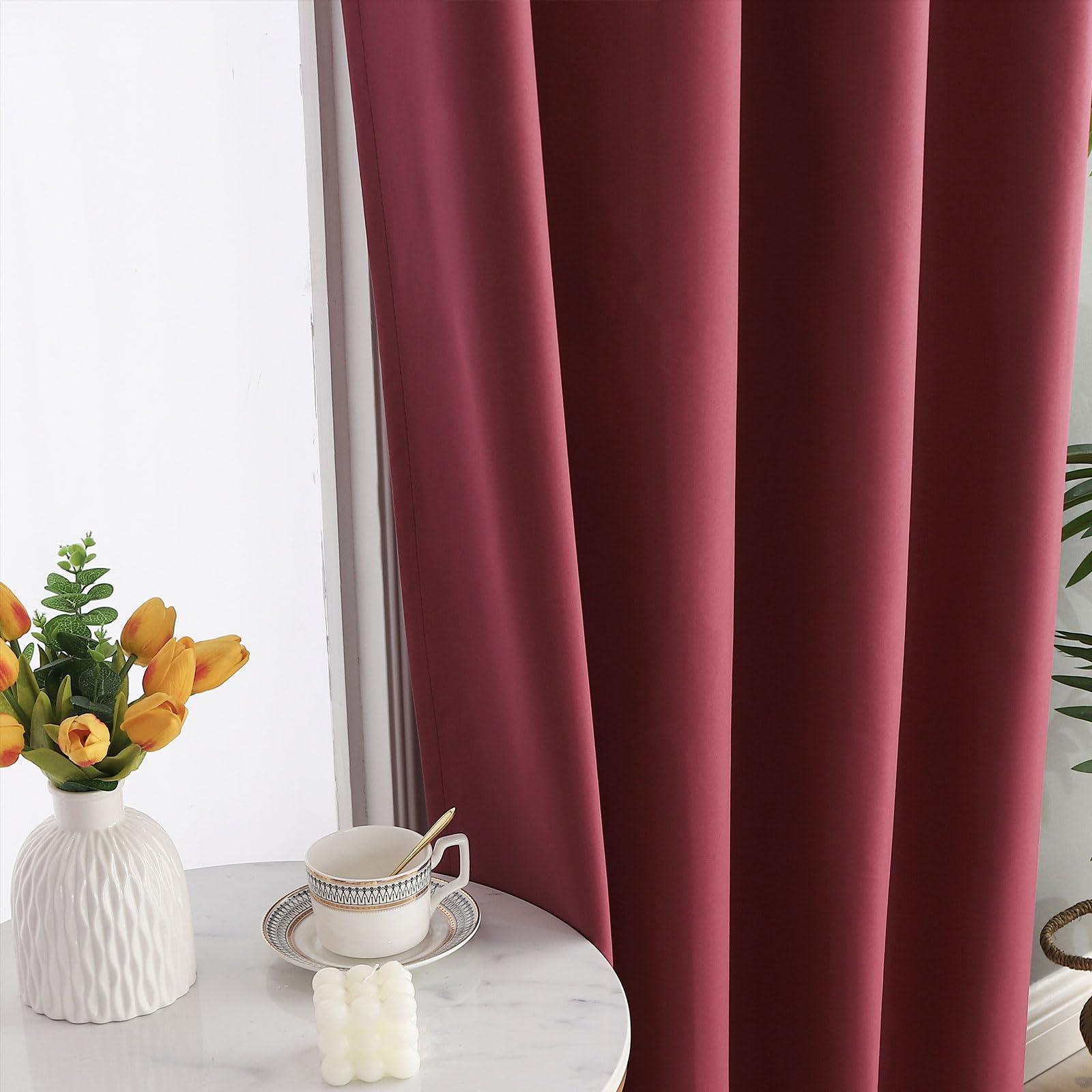 ABBRIGE ABBRIGE Extra Long Blackout Curtains - 72 to 240 Inch Long Total Blackout Tall Curtains - 2 Story Extra Long Window Floor to High Ceiling Drapes for Living Room Bedroom(1 Panel,Wine,52"x204")