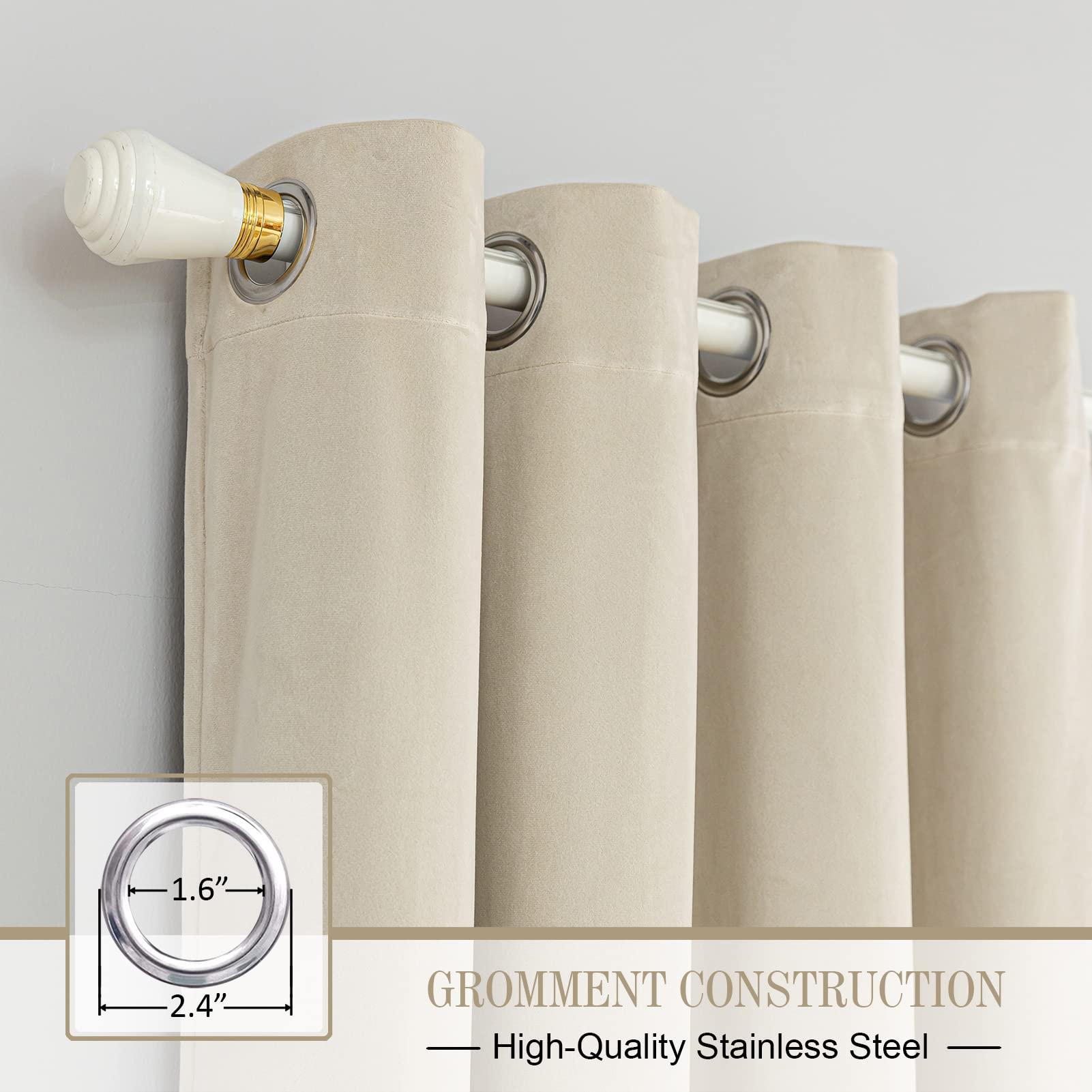 PLEASANT BOULEVARD PLEASANT BOULEVARD Velvet Curtains [2 Panels] Heavy Blackout Window Drapes with Grommet, Thermal Insulated Darkening Curtains for Living Room, Bedroom, & Home Decor (52" W x 95" L, New Beige)