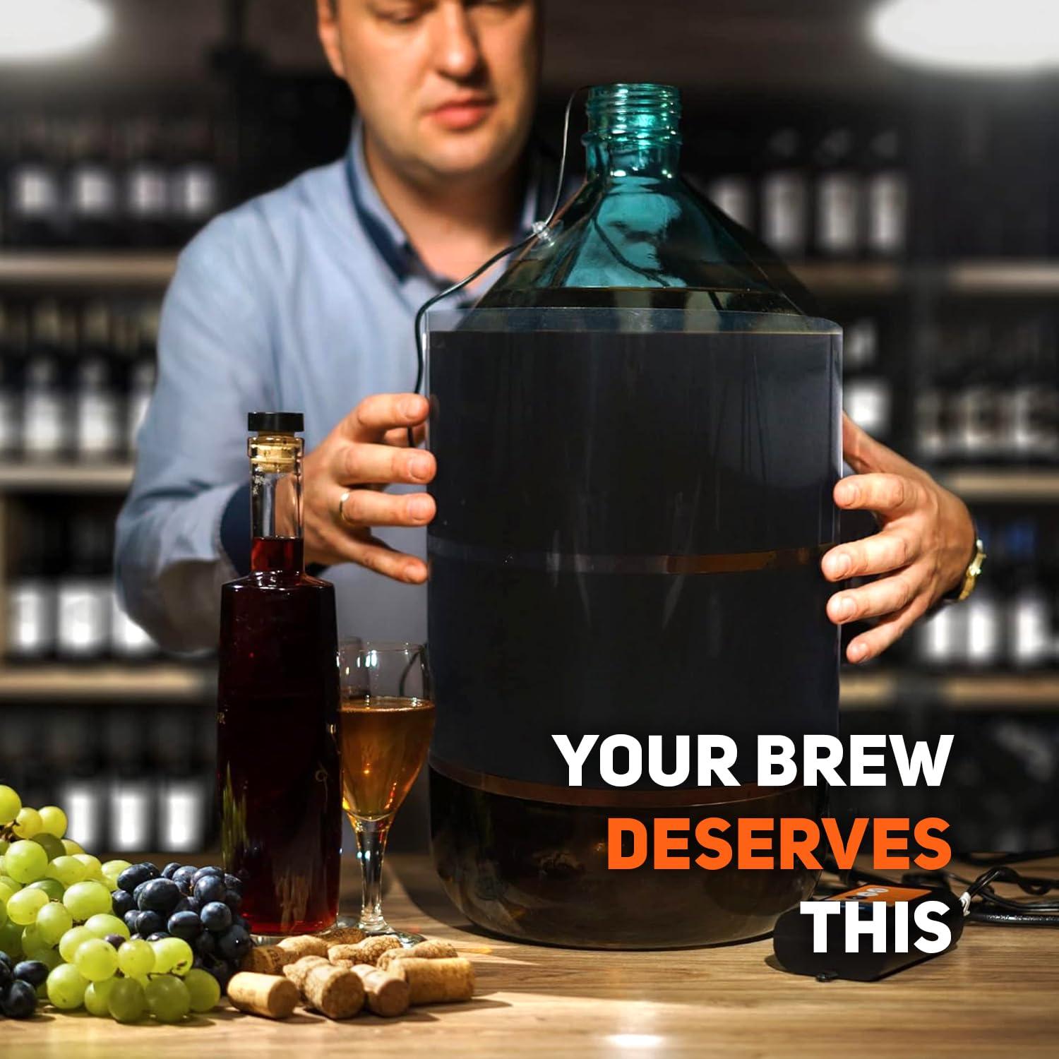 Kenley Fermentation Heater Carboy Warmer - Kombucha Heating Wrap with Thermostat for Temperature Control - Electric Heat Pad Belt for Home Fermenting & Brewing - Fits Most Fermenter Vessels 2 to 8 Gallons