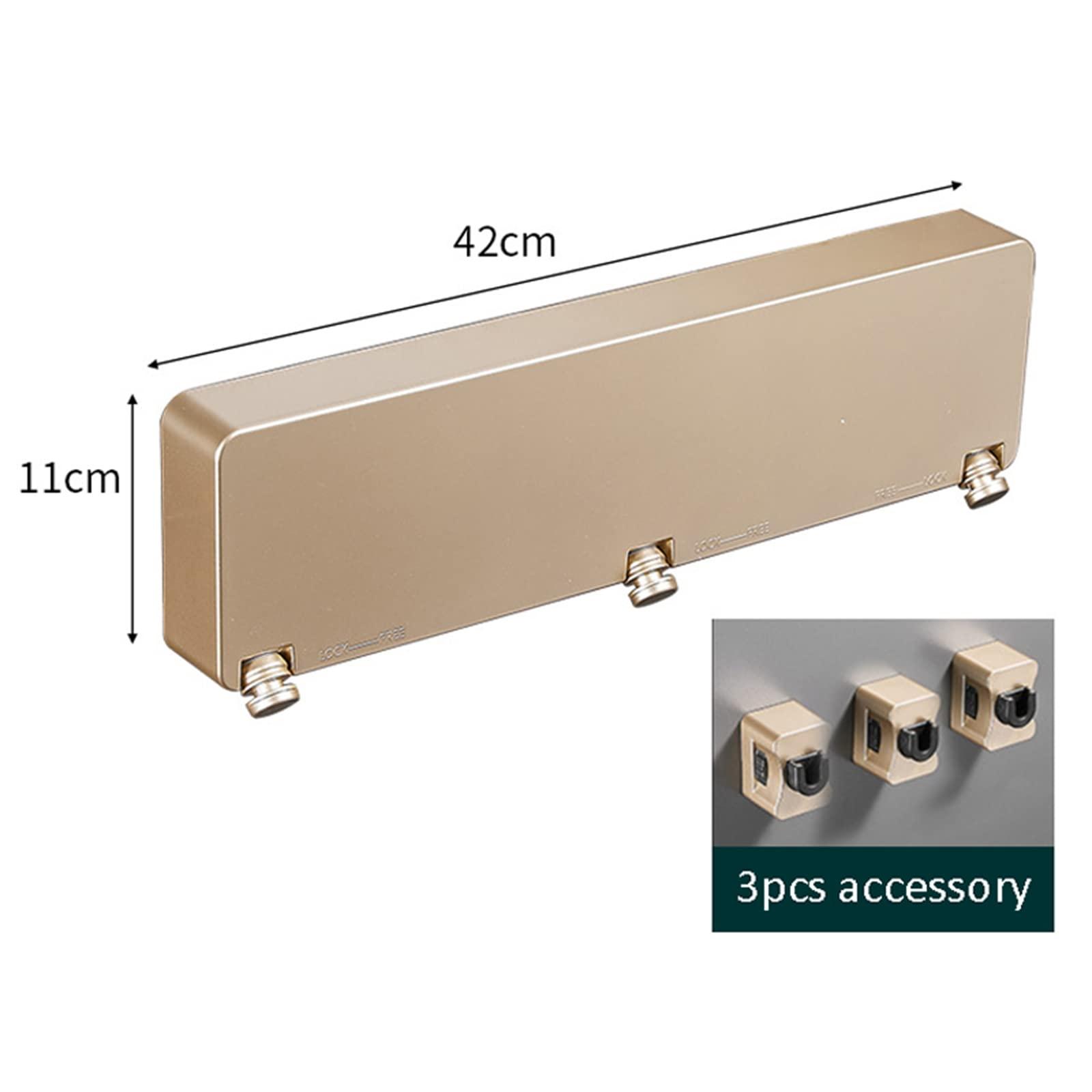 LTLWSH Retractable Washing Line,Clothes Line 6M Stainless Steel Strings, Retractable Clothesline, Adjustable Clothing Rope Wall Mounted,Laundry Drying Clothesline for Indoor Outdoor,Gold,3 Wash Lines