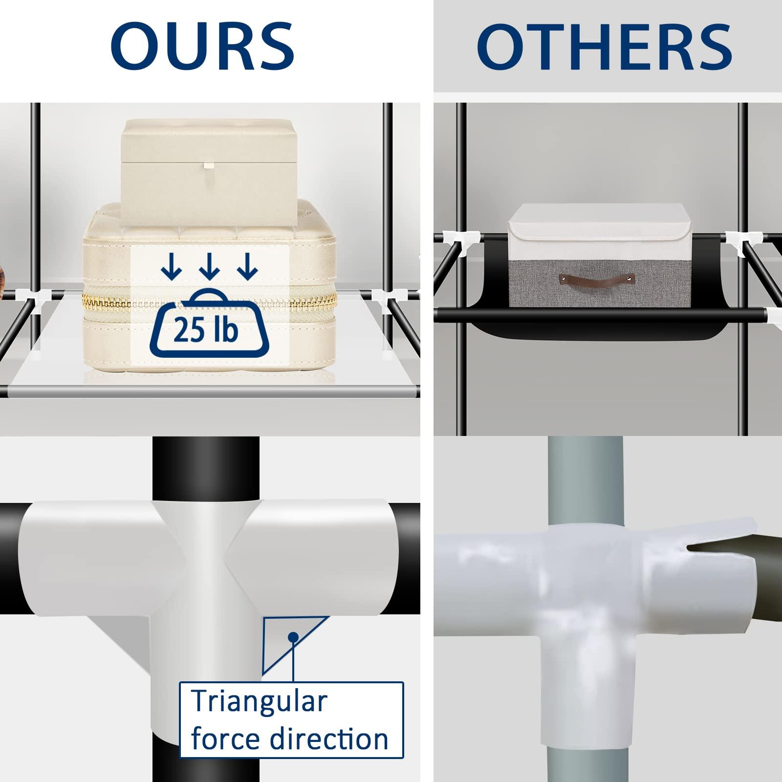 LOKEME LOKEME Portable Closet, 67 Inch Wardrobe Closet for Hanging Clothes with 4 Hanging Rods, 25mm Steel Tube Clothes Storage Organizer for Extra Sturdy, Quick and Easy to Assembly, Gray Cover