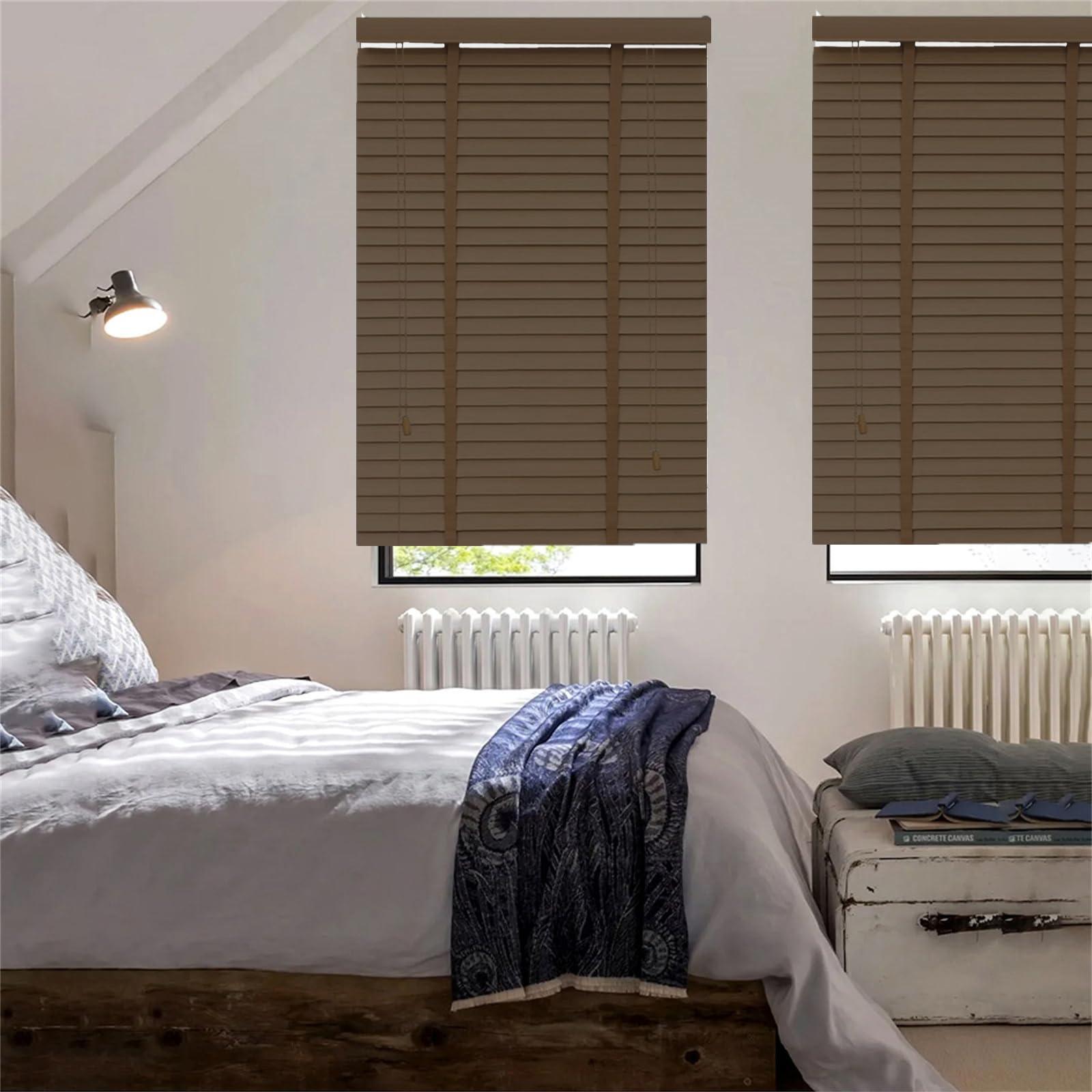 LCBDYLR Venetian Blinds Wooden,Faux Wooden Blinds,Venetian Blinds for Windows,Solid Wood Blinds, Blackout/Heat Insulation Solid Wood Venetian Shades, Privacy Curtain Shutters, Easy to Install Blinds