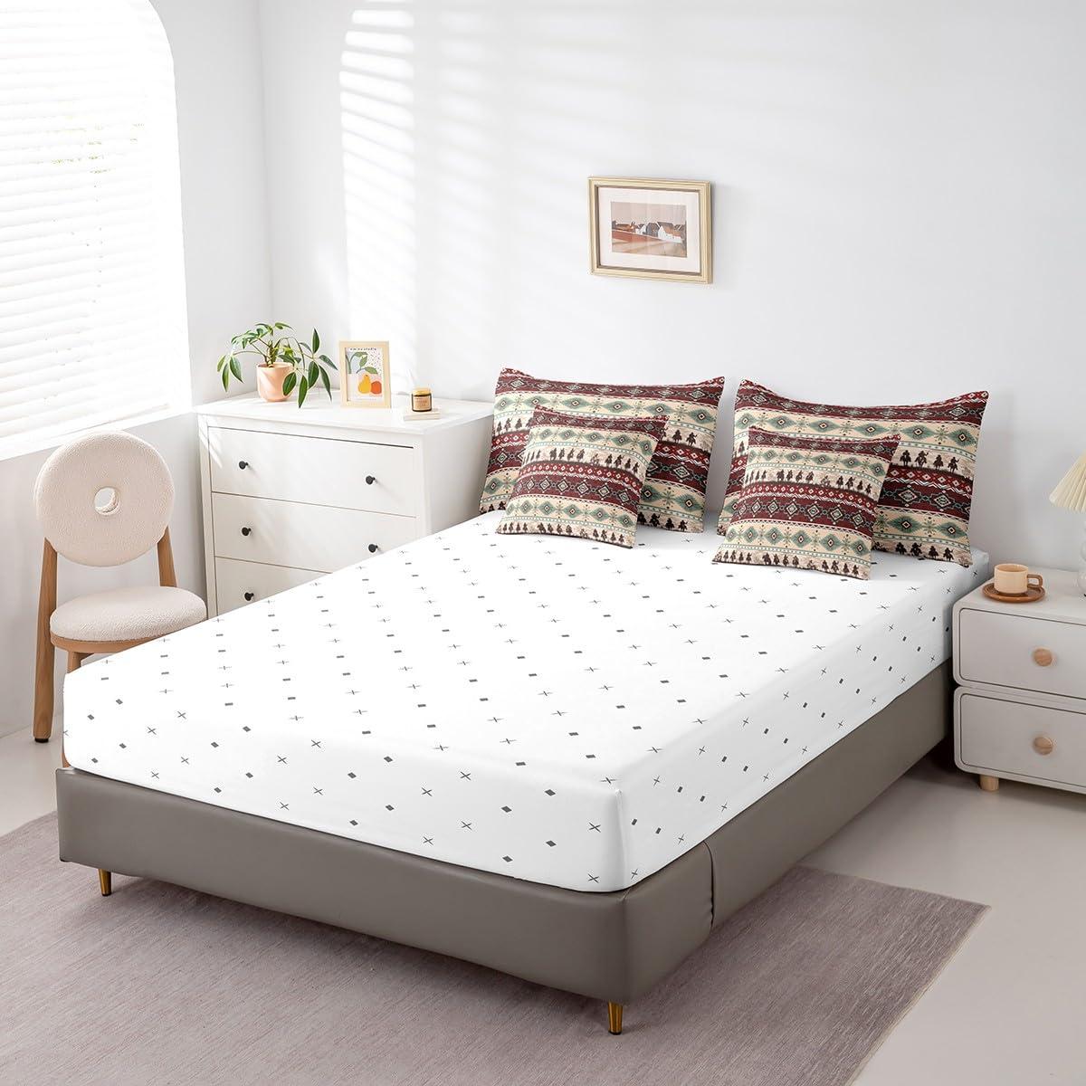 Feelyou Feelyou Western Comforter Set King Size 7 Pieces Comforters Brown Red Cowboy Bedding Set Boho Southwestern Cowboy Bed Set Bed in a Bag with Comforter, Sheets, Pillowcases & Cushion Covers